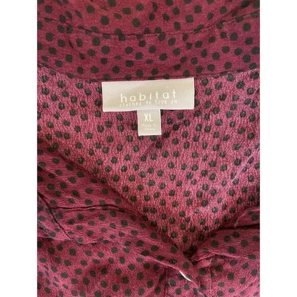 Habitat Womens Button Up Top Size XL Y2K Polka Dot‎ Whimsigoth Vamp Fairy Grunge - Picture 7 of 12